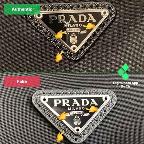 prada real vs fake logo|how to authenticate prada bag.